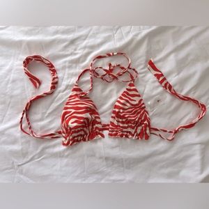 Shade & Shore Deep Orange Zebra Bikini Top